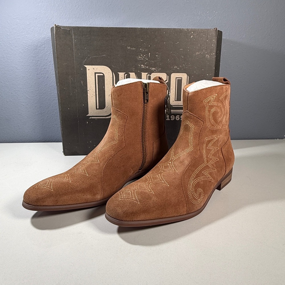 Dingo Ankle Boots Mens 8D‎ Tan New Suede Leather Western Embroidered NWT